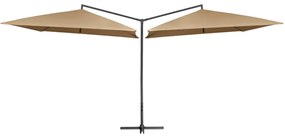Ombrellone Doppio Con Palo İn Acciaio 250x250 Cm Grigio Talpa /