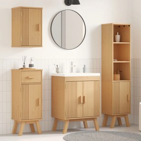 Set di mobili per il bagno in legno massello di pino, 4 pezzi