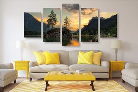 Quadri 5 pezzi – Paesaggio montano al lago