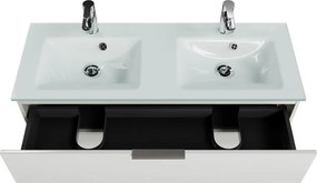 Mobile da bagno sospeso sotto lavabo L 119 x H 48 x P 45 cm bianco lucido, 2 cassetti PELIPAL Madeo