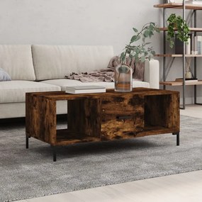 Tavolino da salotto rovere fumo 102x50x40 cm legno multistrato