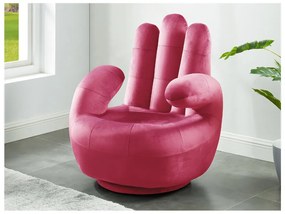Poltrona a forma di mano girevole in velluto Fucsia - CATCHY