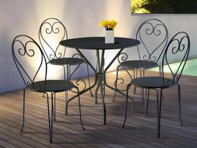 Set tavolo + 4 sedie in metallo effetto ferro battuto GUERMANTES - Antracite