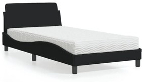 Letto con materasso nero 100x200 cm in tessuto