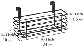 Cestino nero in metallo da appendere alla porta della cucina Slim, 24 x 10 cm - Wenko