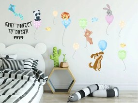 Allegri adesivi da parete per bambini con animali sui palloncini 100 x 200 cm