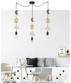 Lampadario a sospensione per bambini TRIO 3xE27/20W/230V grigio/giallo/bianco