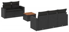 Set divano da giardino 6 pz con cuscini nero in polyrattan