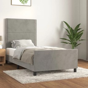 Giroletto Senza Materasso Grigio Chiaro 90x190 Cm Velluto /