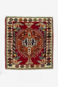 Shiraz Tappeto 60 x 70 Rosso (Iran) Annodato A Mano