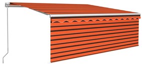 Tenda Sole Retrattile Manuale Parasole LED 4x3m Arancio Marrone