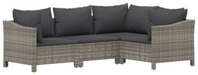 Set divani da giardino 8 pz con cuscini in polyrattan grigio