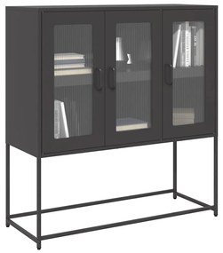 Credenza Nera 100,5x39x107 Cm İn Acciaio Laminato A Freddo /