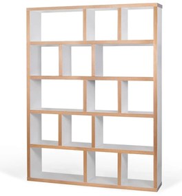 Libreria bianca con bordo in legno 150x198 cm Berlin - TemaHome