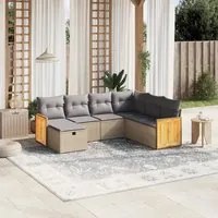 Set Divano da Giardino 7 pz con Cuscini Beige Misto Polyrattan 3265763