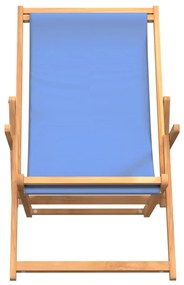 Sdraio Pieghevole da Spiaggia in Legno Massello di Teak Blu