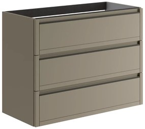 Mobile da bagno sospeso sotto lavabo L 99.5 x H 78 x P 45.5 cm marrone opaco, 3 cassetti TRATTO