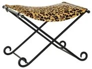 Poggiapiedi DKD Home Decor Nero Metallo Marrone Pelle Leopardo (55 x 45 x 41 cm)