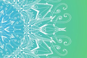 Quadro su tela – Mandala bianco su sfondo verde acqua