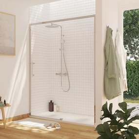 Porta doccia scorrevole Remix2 L 160 x H 195 x P 0.6 cm in vetro serigrafato profilo cromo