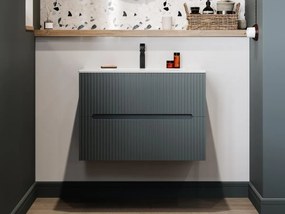 Mobile sospeso 80 cm con lavabo incorporato Striato Grigio - PAVANI