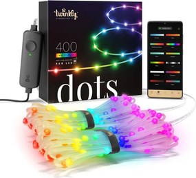 Catena luminosa per albero di Natale TWINKLY natalizia con 400 LED multicolore programmabile, cavo trasparente, alimentazione elettrica