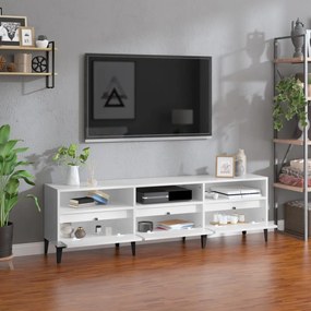 Mobile porta tv bianco lucido 150x30x44,5 cm legno multistrato