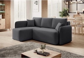 Divano angolare grigio tortora allungabile/con contenitore (con penisola a sinistra/con chaise lounge) con rivestimento in velluto Hadson – ELTAP