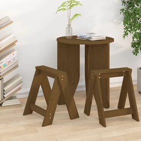 Sgabelli 2 Pz Marrone Ambra 40x40x45 Cm Legno Massello Di Pino /