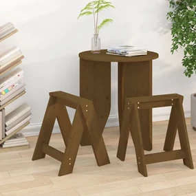 Sgabelli 2 Pz Marrone Ambra 40x40x45 Cm Legno Massello Di Pino /