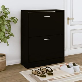 Scarpiera Nera 63x24x81 Cm İn Legno Multistrato /