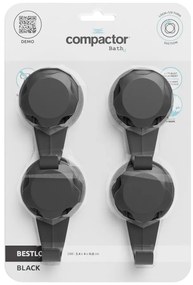 Set di ganci senza foratura neri in acciaio 4 pz Bestlock – Compactor