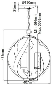 Lampadario Per Esterno Nordico Blacksmith Acciaio Nero Antico Vetro 3 Luci E14