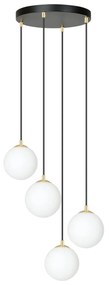 Lampadario a Sospensione in Acciaio e Vetro ROYAL 4 Bianco o Nero 4xE14