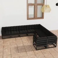 Set Divani da Giardino 9 pz con Cuscini Massello di Pino Nero cod mxl 39610