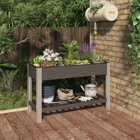 Fioriera Rialzata Giardino Con Ripiano Grigia 120x50x75 Cm Wpc /