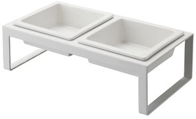 Set di ciotole per animali bianche con supporto Yamazaki Tower - YAMAZAKI