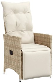 Sedie reclinabili da giardino 2pz con cuscini beige polyrattan