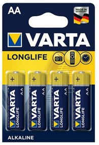 Batteria Varta 1,5V AA Stilo Longlife Alcalina confezione da 4 pile