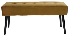 Panca design lavorazione capitonné in tessuto velluto color bronzo e metallo nero L95 cm GUESTA