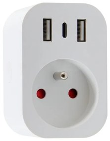 Immax NEO 07772L - Multipresa intelligente 16A/230V con 2x USB + 1x USB-C, Wi-Fi Tuya