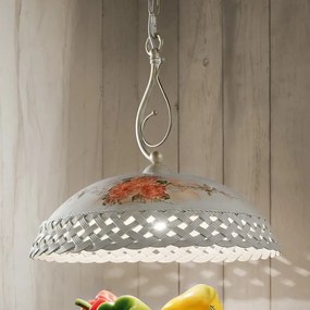 1-light suspension lamp , hand-decorated ceramic, C967, Verona, Ferroluce