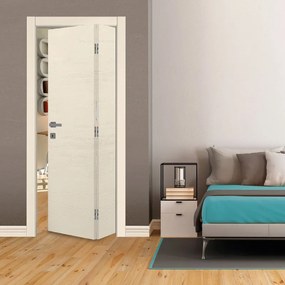 Porta interna pieghevole a libro asimmetrica Mast in legno laccato colore avorio, L 80 x H 210 cm, apertura a destra