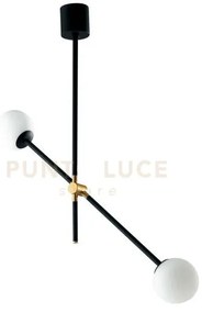 Lampadario a sospensione antitesi nera e oro 2 luci attacco e14 91x...