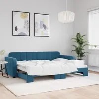 Divano Letto con Letto Estraibile Blu 80x200 cm in Velluto 3196921