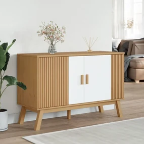 Credenza olden bianca e marrone 114x43x73,5 cm massello di pino