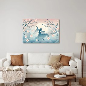 Quadro su tela – Ballerina sotto il ciliegio in luna piena