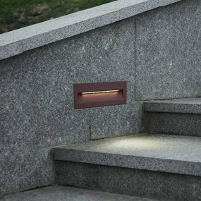 Lucande Applique a LED da incasso Loya, 23 x 8 cm, ruggine, IP54 Loya, Marrone / Ruggine, Alluminio, Moderno, Applique da esterni