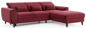 Divano angolare rosso allungabile/con contenitore (con penisola a destra/con chaise lounge) e rivestimento in velluto Foble – ELTAP