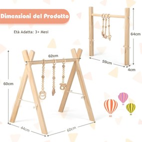 Costway Palestrina con giocattoli pieghevole per bambini + 3 mesi, Centro di attività di legno 60x44x60cm
